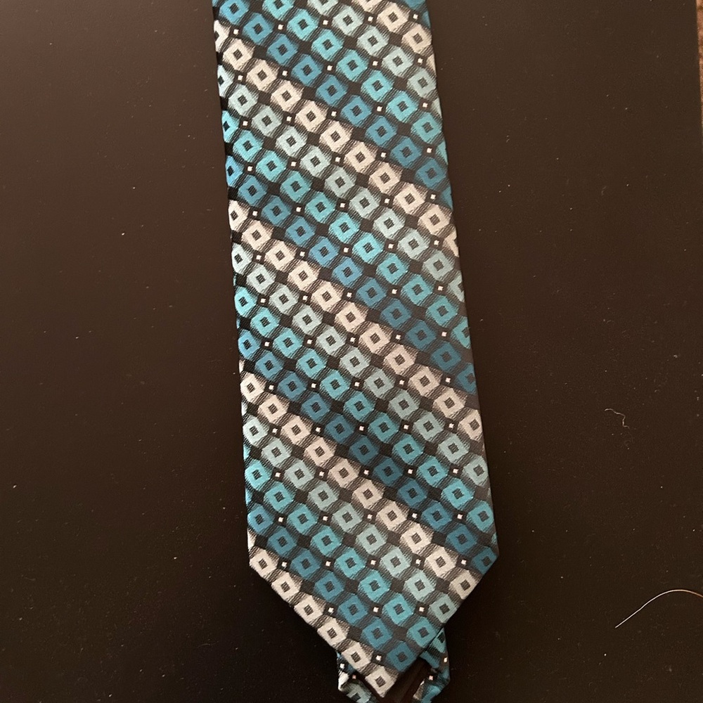 Geometric Patterned Tie - Blue and Gray